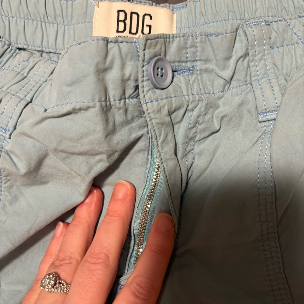 BDG Light Blue Elastic Waist Cargo Pants Womens Size Large - Picture 3 of 9